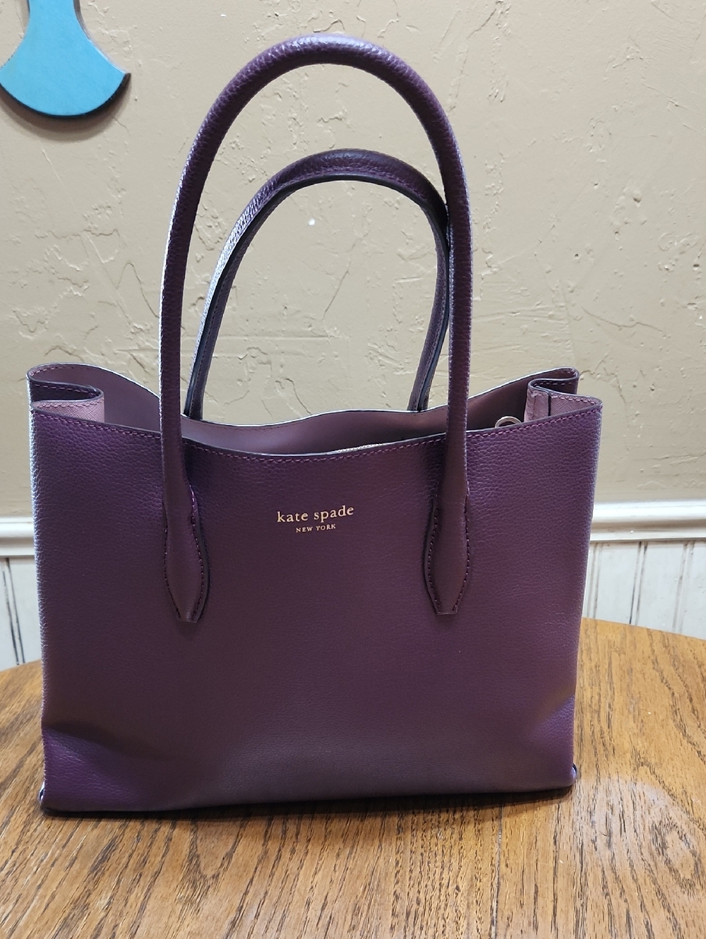 kate spade Plum Leather Tote with Dual Handles